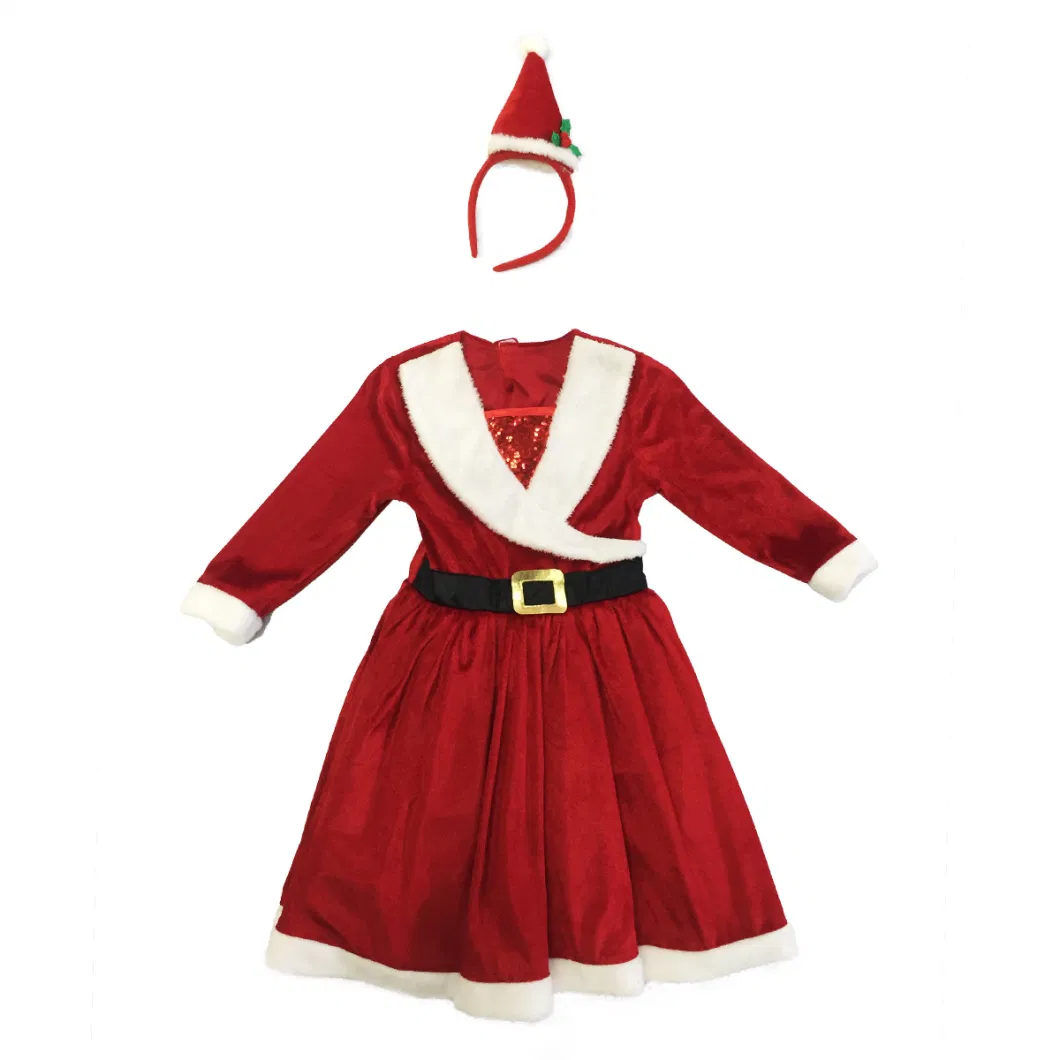 Santa Claus Wholesale New Design Red Children Christmas Performance Costume Elf Dress up Unisex Fancy Kids Costume